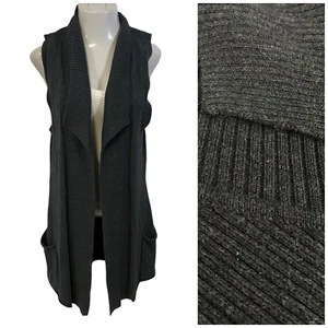 Coldwater Creek Sweater Womens Small Vest Gray Duster Capsule Basic Lagenloook - Picture 1 of 15