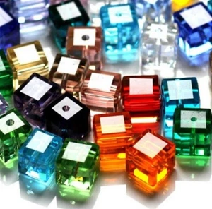 Cuentas de vidrio cubo de 8 mm cuentas de joyería de colores cristal checo bohemio X148 - Imagen 1 de 6