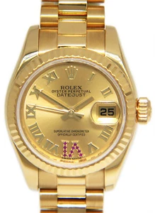 Rolex Datejust President 18k Yellow Gold Ruby VI Ladies 26mm Watch +Card 179178 - Picture 1 of 9