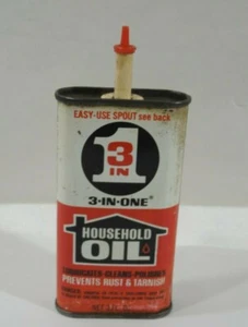 Vintage "3 in One" Haushaltsöl 3 Unzen DOSE TOLLE FARBEN OHNE BARCODE - Bild 1 von 6