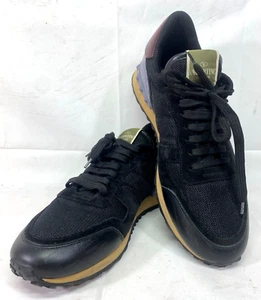 Valentino Rockrunner Black Mesh/Suede/Leather Lace Up Men’s Sneakers Size - US 8 - Picture 1 of 13