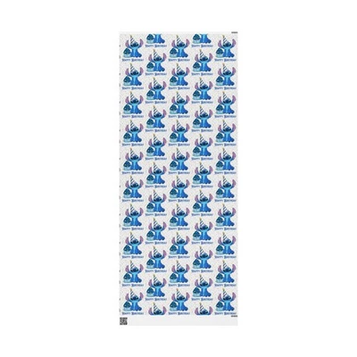 Stitch Ready for Birthday with Hat and Cake Happy Birthday Wrapping Paper - Image 1 of 4