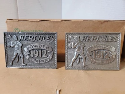 Hercules Powder Company 1912 Special Edition 1977 2 Belt Buckles USA - Image 1 of 4
