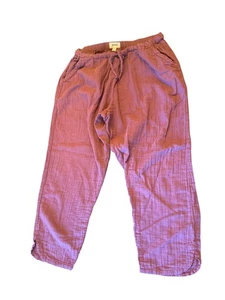 Pact L Womens Organic Cotton Pull on Casual Gauzy Purple Pants - Picture 1 of 5