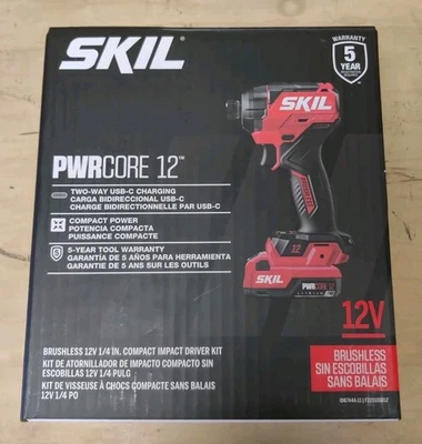 SKIL PWRCORE 12 Brushless 12V 1/4" Compact Drill Driver Kit *BRAND NEW* - Photo 1/2