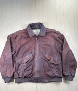 Vintage Burma Run Bomber Jacket Men's Large Maroon Leather Outdoor Full Zip - Picture 1 of 5