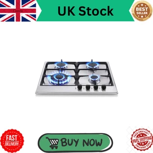 Gas Hob 4 Burners 60cm Stainless Steel Kitchen Built in Gas Cooktop NG/LPG - Picture 1 of 6