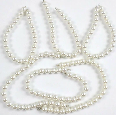 6 ganchos de hilo de perlas de imitación blanca de 7,5" de colección de 7,5" ambos extremos hallazgos bonitos Foto 1 de 4