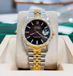 Rolex Datejust 36mm 16233 18K Gold and Steel Jubilee Bracelet Fluted Bezel Watch - Picture 1 of 10