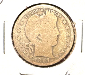 1897 O barber quarter G - Picture 1 of 2