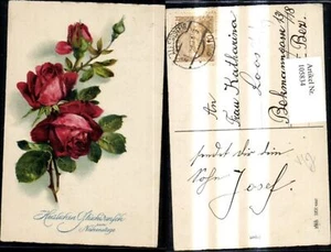 105834,Blumen Rote Rosen Glückwunsch Namenstag pub HWB 1861 - Picture 1 of 1