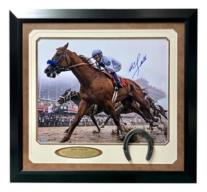 Mike Smith Signed Justify 16x20 Photo Framed Steiner COA Triple Crown Horse Auto - Picture 1 of 5
