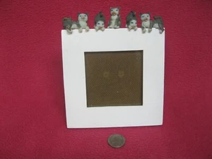 Milano Series Resting Playing Kitty Cat White Picture Frame 3 1/2" x 3 1/2" - Picture 1 of 3
