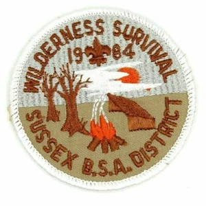 1984 Wilderness Survival Sussex District Del-Mar-Va Council Patch Boy Scouts BSA - Imagen 1 de 2