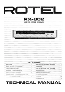 Manual de servicio para Rotel RX-802 - Imagen 1 de 1
