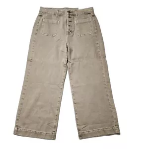 American Eagle Wide Leg Crop 5 Button Standard Jeans Mossy Green/Gray Sz. 10 NWT - Picture 1 of 7