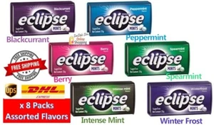 8 Packs ECLIPSE Sugar Free Mints Candy Sweet Assorted Flavors FREE SHIPPING - Picture 1 of 9