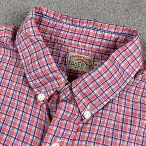 Faherty Button Down Shirt Men's Medium Pink Blue Plaid - Picture 1 of 10