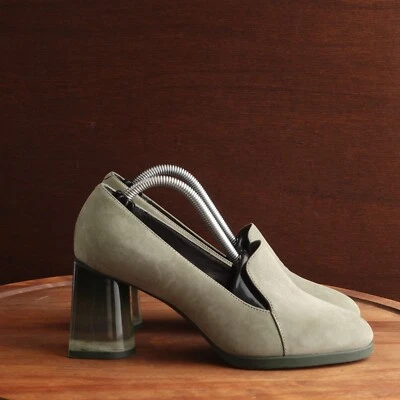 Camper каблуки женщин SZ EU 38 США 7,5 зеленый кожаный блок скольжения на мокасинах обуви читать - Изображение 1 из 4