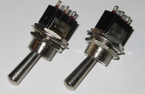 2 X Mini Toggle Switch with Large Handle - SPDT 6 A - 125 V -  On-On - 3A / 250V - Picture 1 of 6