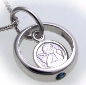 Anillo de rocío con reloj o ángel de la guarda esmeralda zafiro rubí 333 oro blanco cadena blindada bautismo - Imagen 1 de 14
