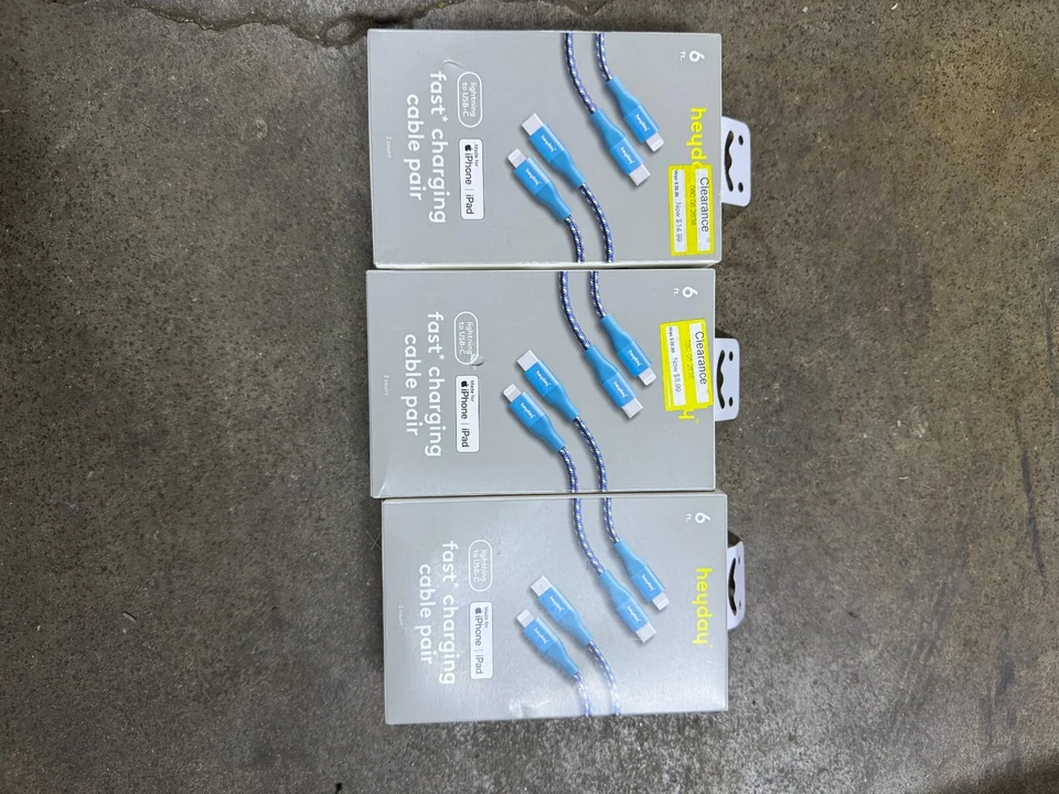 Heyday Charging Cable Pair, To USB-C, 6ft Cable, for iPhone Ocean Teal Set of 3 - Image 1 of 1