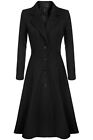 Womens Single Breasted Lapel Collar Trench Outwear Slim Fit Wool Blend Long Coat