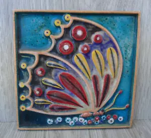 Azulejo de decoración MCM colgante Starburst atómico mariposa de vidrio fundido de cerámica hecho a mano - Imagen 1 de 8