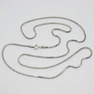 Collar de eslabones de caja redonda de 2 mm con cadena de plata esterlina real S925 26 pulgadas L  - Imagen 1 de 6