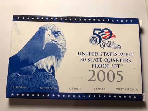 2005 S 50 state quarters set of 5 coins in original case with COA Cover