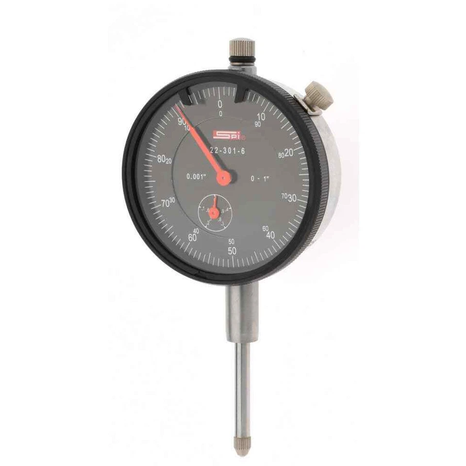 SPI 22-301-6 Deluxe AGD2 Dial Indicator: 3/8" (8mm)Stem, 0-100 Reading, 1" Range