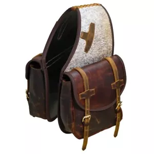 Genuine Hair-on Fancy Equestrian Leather Western Tack Horse Saddle Bag. - Picture 1 of 7