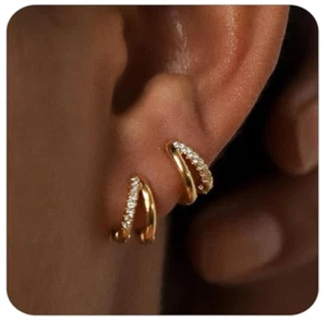 Gold Plated Huggie Hoop Earrings – Hypoallergenic, Tarnish-Free & Stylish Gift - Picture 1 of 7