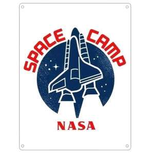 NASA - Pequeño letrero de hojalata de campamento espacial - con licencia oficial - Imagen 1 de 2
