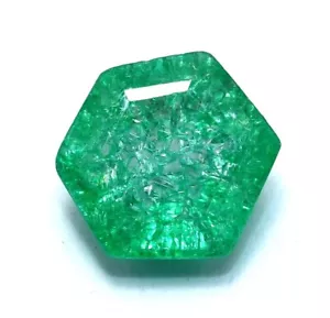 Smeraldo Verde Naturale Certificato 7,60 Ct Taglio Esagonale Maggio Gemma Spedizione Gratuita - Foto 1 di 7