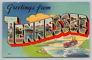 Postkarte großer Brief Grüße aus Tennessee Vintage Leinen unverpostet - Bild 1 von 2