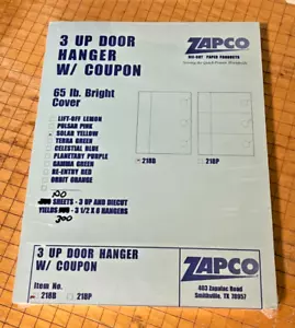 Türaufhänger mit perfediertem Gutschein, 3-UP 8-1/2"" x 11"" weiß 65 Pfund Abdeckung, 100 Blatt - Bild 1 von 7