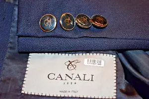 Canali IWS Travel Blazer with Designer Buttons Mens 58(EU) 48US Blue Sport Coat - Picture 1 of 22