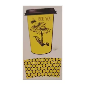 Bee Theme Disposable Paper Hot Cups Lids Sleeves 16 oz Bee You Flower Comb(16) - Picture 1 of 7