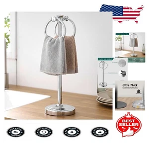 Durable 17" Polished Chrome Freestanding Towel Rack - Stylish Bathroom Solution - Picture 1 of 10