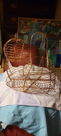 Copper Toned Wire Kitty Cat  Handles, Easter Egg Basker Or.produce basket Cover