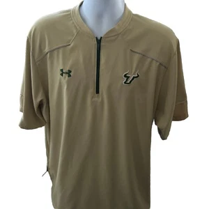 USF University Of South Florida Bulls Shirt Mens Large Yellow Under Armour Polo - Picture 1 of 3