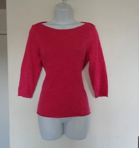 Eileen Fisher Organic Linen & Cotton Red Maroon Crew Neck Sweater XS Tight Knit - Picture 1 of 6