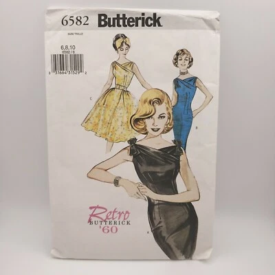 Butterick 6582 Misses Retro '60 Flared Wiggle Dress Size 6-10 Uncut Mad Men Era - Image 1 of 4