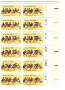 Scott #1528... 10 Cent...Horse Racing...Plate Block With 12 Stamps - Picture 1 of 1