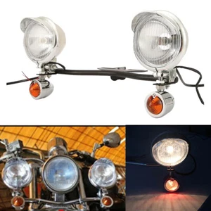 Motorcycle Driving Passing Spot Fog Turn Signal Lights Bar Kit For Bobber Racer - Picture 1 of 10