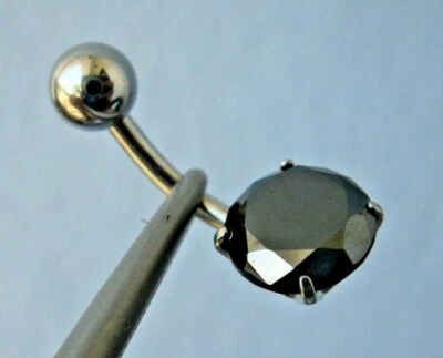 ANILLO VIENTRE DIAMANTE NEGRO NATURAL 100 % REAL 2,25 ctw *evaluación* probador de diapositivas gratis Foto 1 de 4