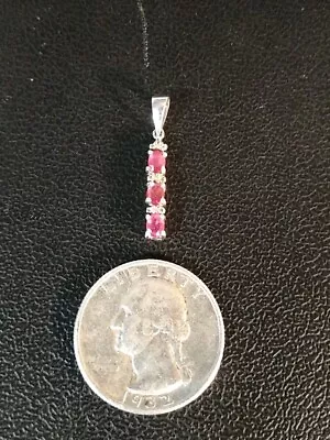 0.8 Grams STS Diamond & Ruby Sterling Silver 925 Charm Pendant  - Image 1 of 4