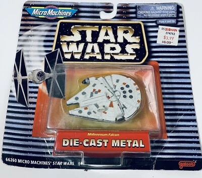Micro Máquinas Galoob 1996 Star Wars Halcón Milenario Die Cast Metal Nuevo en Paquete Foto 1 de 4