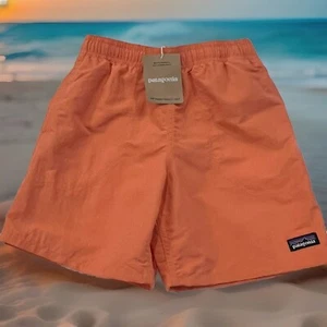 Patagonia $49 Kids Youth Baggies Nylon Shorts 7" Lined Coho Coral Size L(12) - Picture 1 of 7